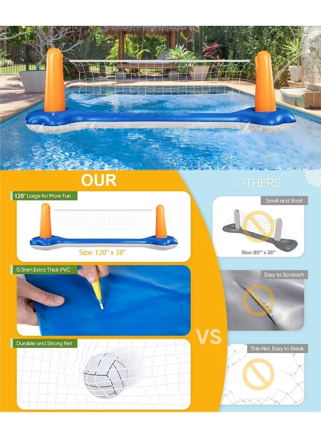 TAPIT Inflatable Pool Games Float Set with Volleyball Net and Basketball Hoops Floating Swimming Game Toy Inground Pool Toys Volleyball Net for Kids and Adults - Image 3
